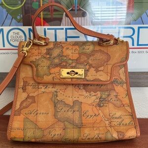 Elegant Tan Map Print Women's Bag